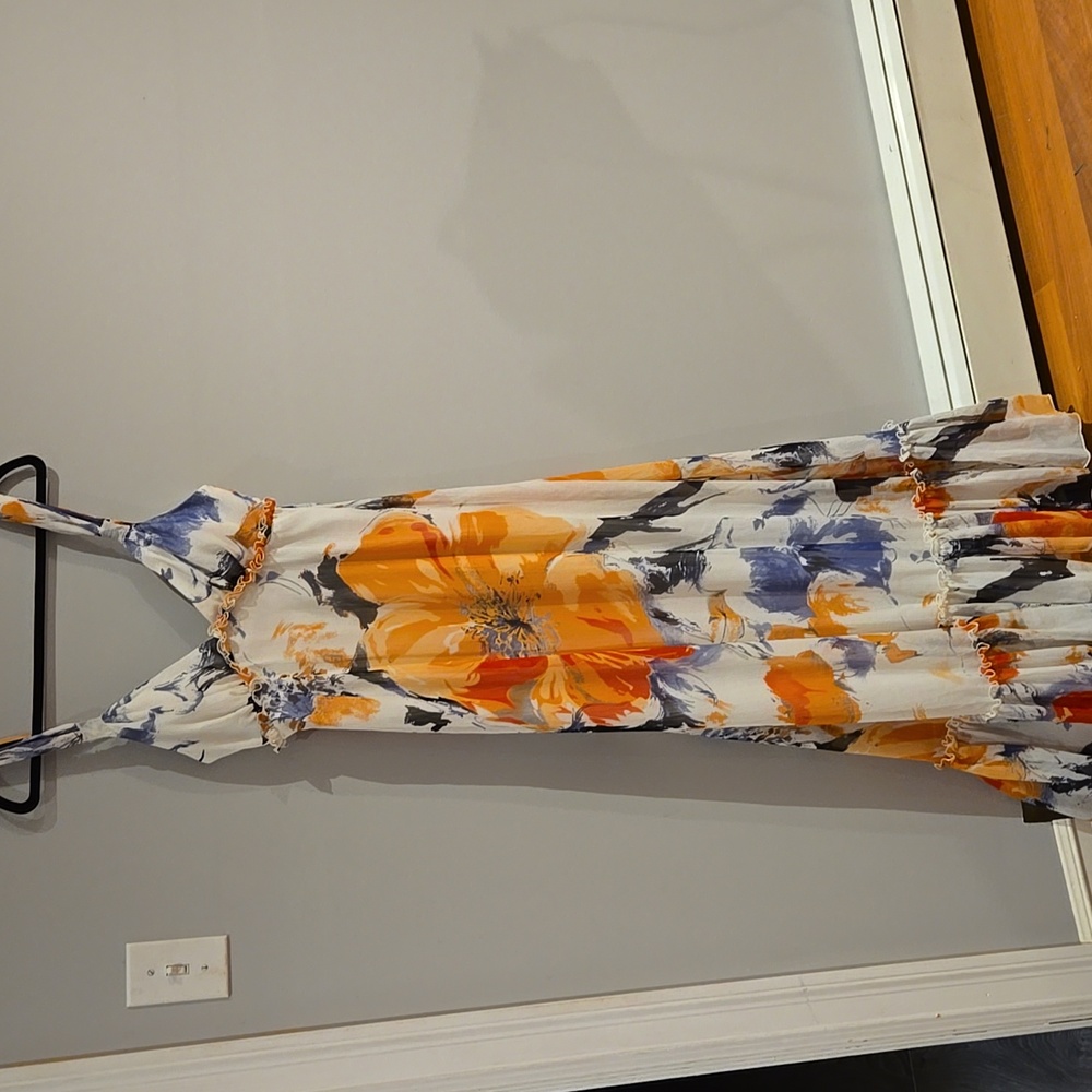 BCBGeneration Orange Pink Sleeveless Maxi Dress Size 8 - Picture 2 of 7